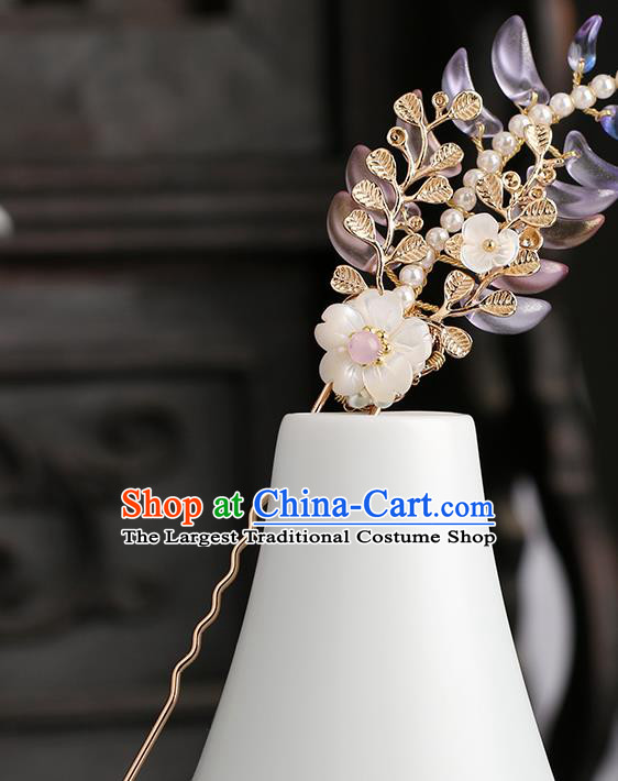 Chinese Classical Palace Hair Sticks Handmade Hanfu Hair Accessories Ancient Ming Dynasty Princess Wisteria Hairpins