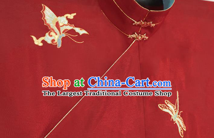 Chinese Ming Dynasty Historical Costumes Traditional Ancient Noble Lady Embroidered Red Gown and Skirt Hanfu Apparels Full Set