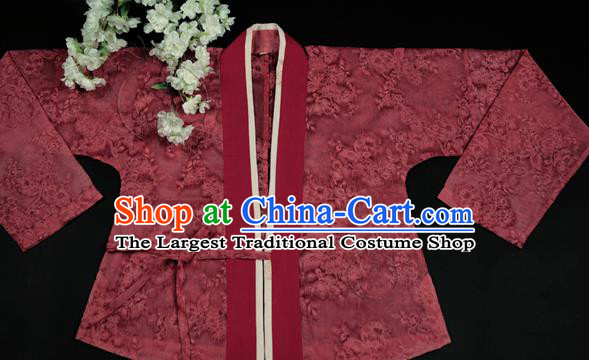 Chinese Ancient Servant Girl Historical Costumes Traditional Song Dynasty Court Maid Red Blouse and Skirt Hanfu Apparels