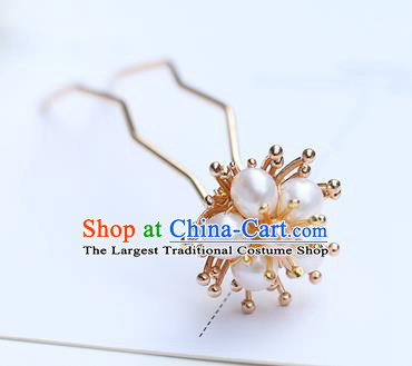 Chinese Classical Palace Pearl Hair Stick Handmade Hanfu Hair Accessories Ancient Qing Dynasty Princess Little Plum Hairpins