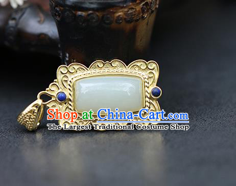 Chinese Handmade Jade Necklet Classical Jewelry Accessories Ancient Ming Dynasty Princess Hanfu Necklace Pendant for Women