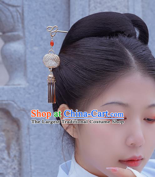 Chinese Classical Palace Golden Lantern Hair Sticks Handmade Hanfu Hair Accessories Ancient Ming Dynasty Princess Hairpins