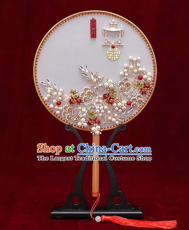 Chinese Handmade Wedding Palace Fans Classical Silk Fans Ancient Bride Round Fans