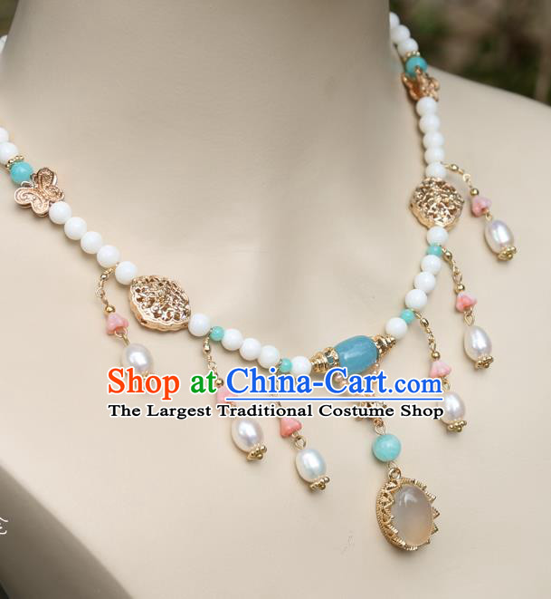 Chinese Handmade Tang Dynasty Necklet Classical Jewelry Accessories Ancient Princess Hanfu Necklace for Women