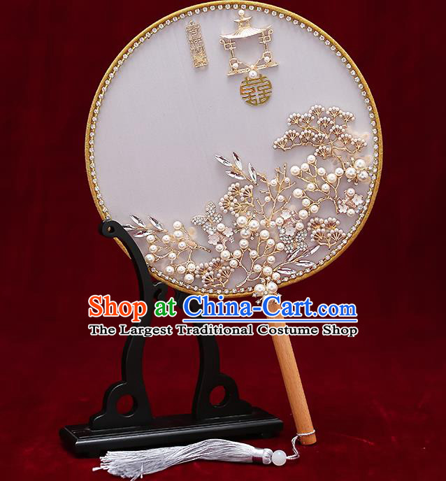 Chinese Handmade Wedding Silk Palace Fans Classical Fans Ancient Bride Round Fans