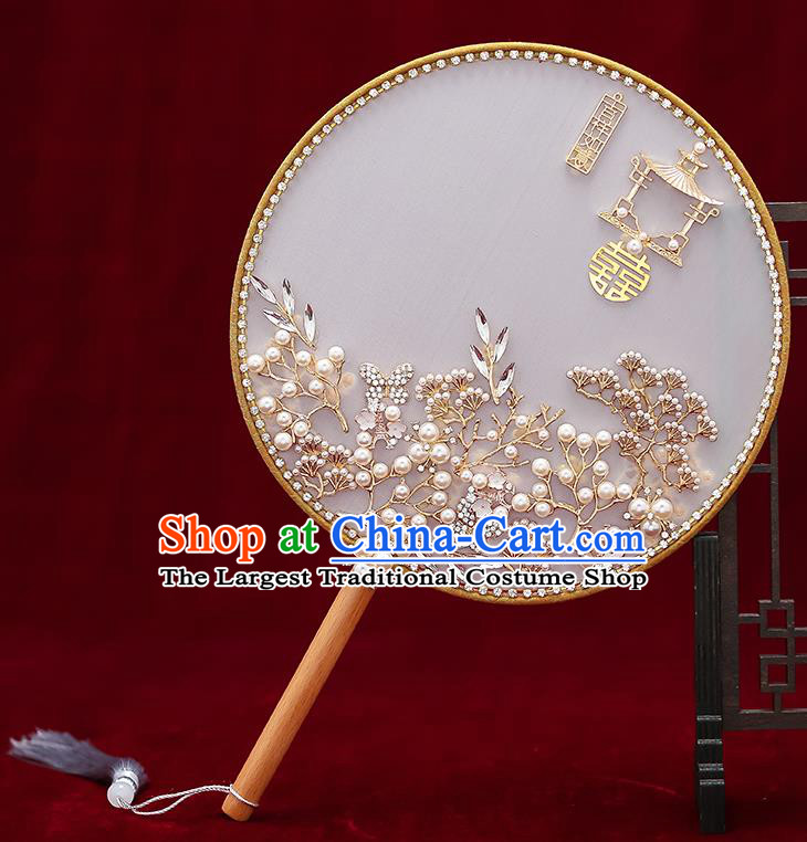 Chinese Handmade Wedding Silk Palace Fans Classical Fans Ancient Bride Round Fans