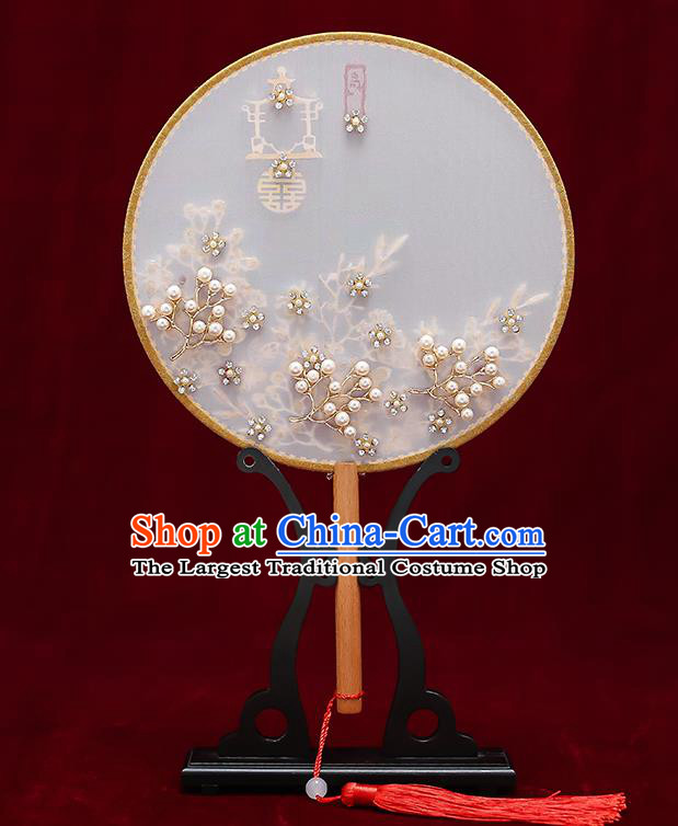 Chinese Handmade Wedding Silk Palace Fans Classical Fans Ancient Bride Round Fans