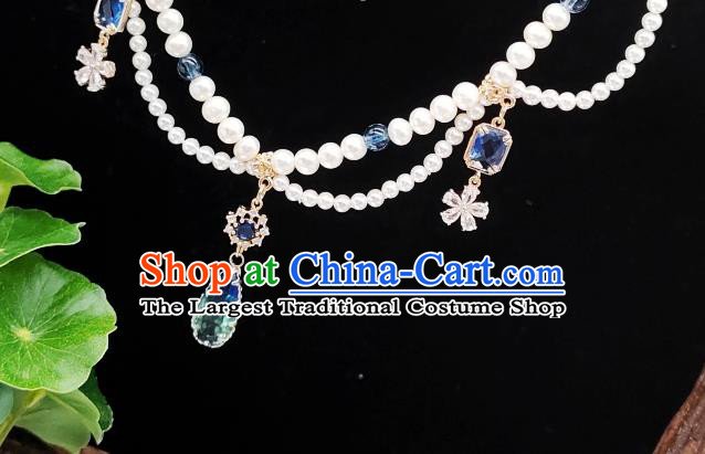 Chinese Handmade Ming Dynasty Hanfu Necklet Classical Jewelry Accessories Ancient Princess Crystal Tassel Necklace for Women