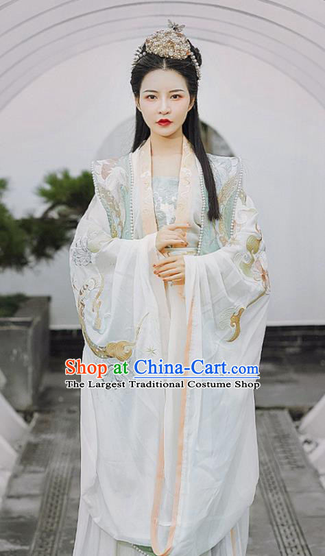 Chinese Ancient Royal Queen Hanfu Apparels Traditional Song Dynasty Empress Historical Costumes Embroidered BeiZi Blouse and Skirt Complete Set