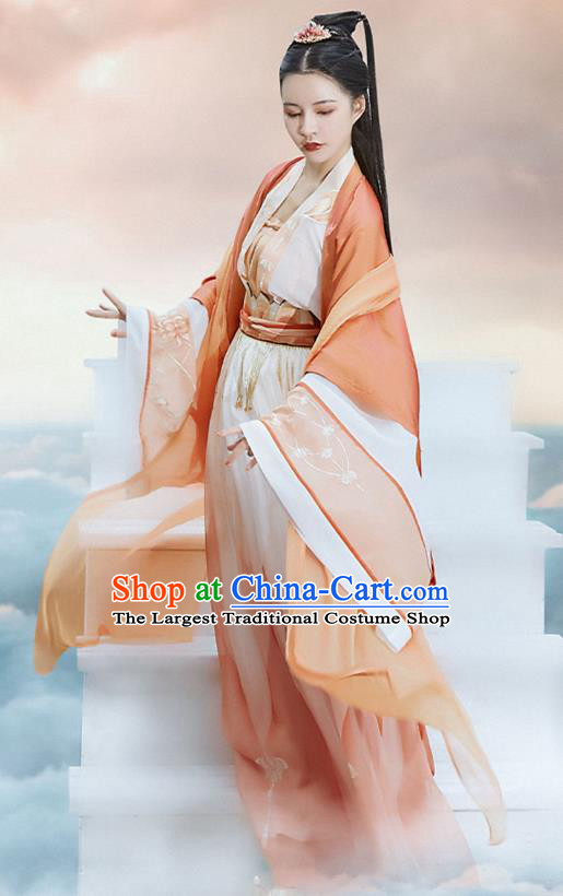 Chinese Ancient Princess Hanfu Apparels Traditional Tang Dynasty Palace Lady Red BeiZi Blouse and Skirt Historical Costumes Complete Set