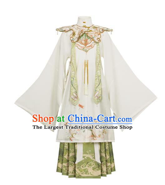 Chinese Ancient Royal Lady Hanfu Apparels Traditional Ming Dynasty Palace Princess Embroidered Historical Costumes