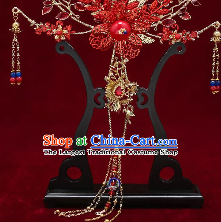 Chinese Handmade Wedding Red Butterfly Plum Palace Fans Classical Fans Ancient Bride Tassel Round Fans