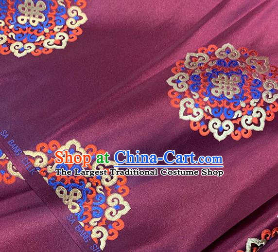 Chinese Traditional Lucky Pattern Purple Silk Fabric Brocade Drapery Tibetan Robe Damask Material
