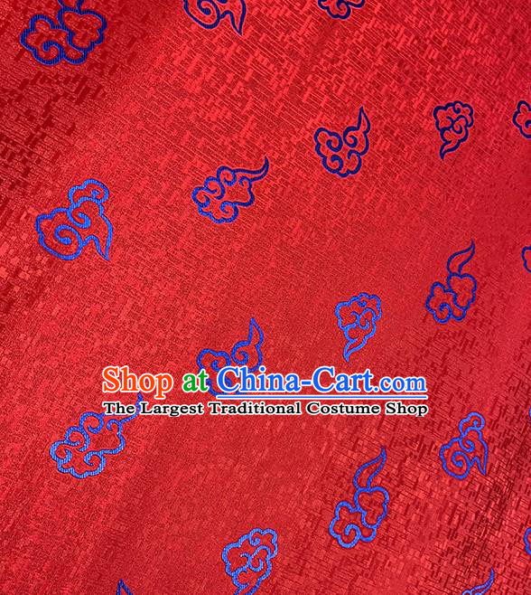 Chinese Traditional Clouds Pattern Red Silk Fabric Brocade Drapery Tang Suit Damask Material