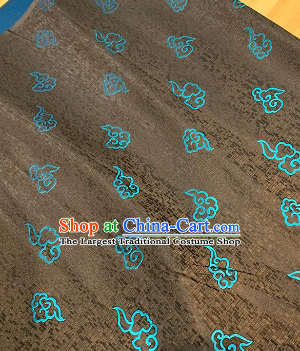 Chinese Traditional Clouds Pattern Deep Brown Silk Fabric Brocade Drapery Tang Suit Damask Material