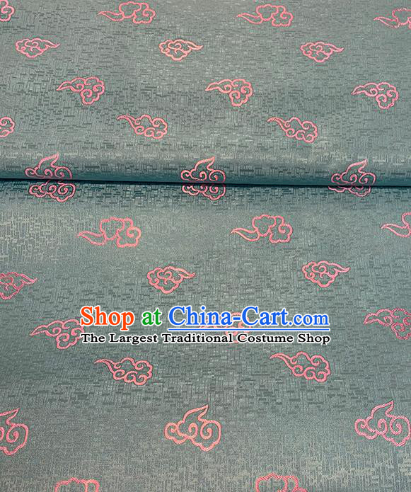 Chinese Traditional Clouds Pattern Light Green Silk Fabric Brocade Drapery Tang Suit Damask Material