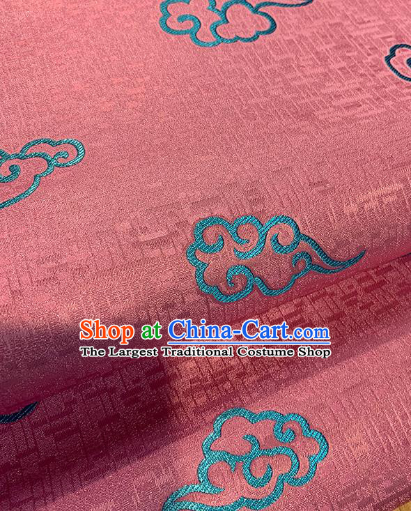 Chinese Traditional Clouds Pattern Pink Silk Fabric Brocade Drapery Tang Suit Damask Material