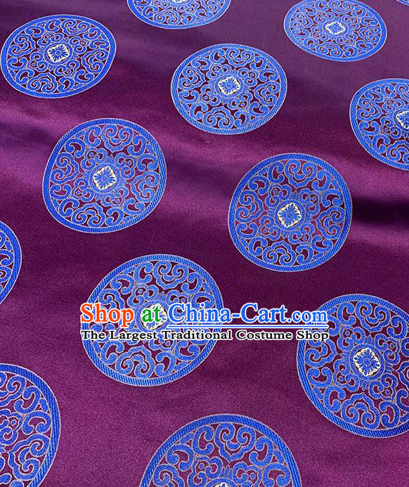 Chinese Traditional Pattern Purple Silk Fabric Brocade Drapery Tang Suit Damask Material