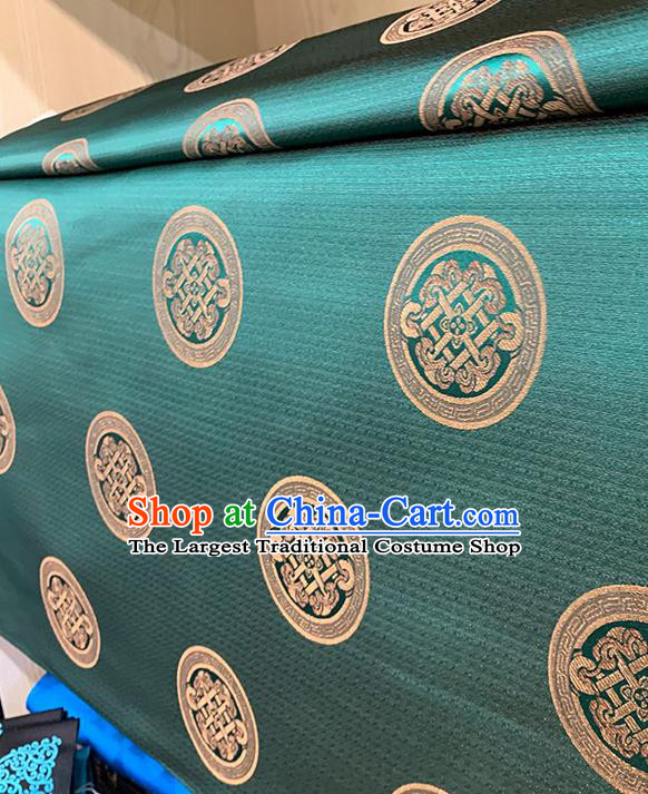 Chinese Traditional Circle Pattern Green Silk Fabric Brocade Drapery Tang Suit Damask Material