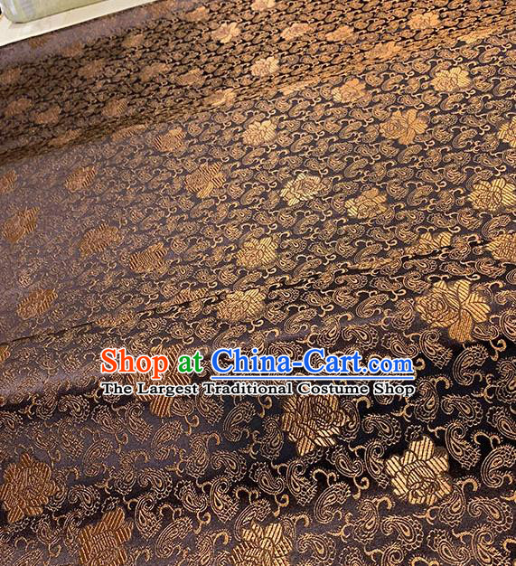 Chinese Traditional Rose Flowers Pattern Silk Fabric Tang Suit Damask Material Brown Brocade Drapery