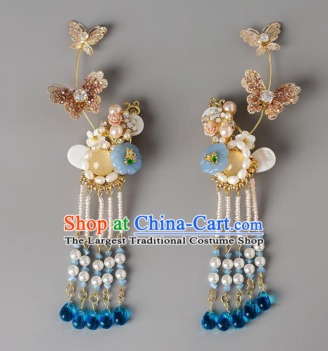Chinese Handmade Butterfly Hair Crown Classical Wedding Hair Accessories Ancient Bride Hairpins Hair Sticks Complete Set