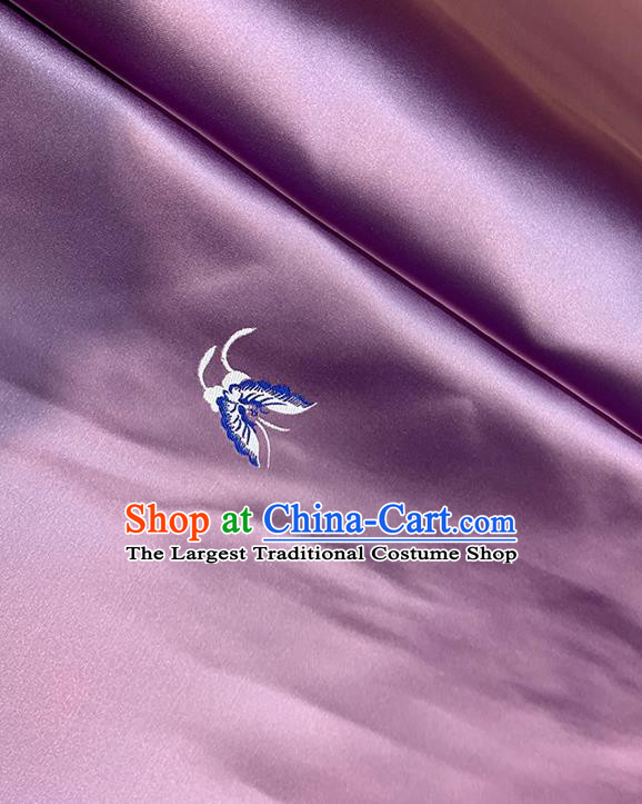 Chinese Traditional Butterfly Pattern Purple Silk Fabric Brocade Drapery Cheongsam Dress Damask Material