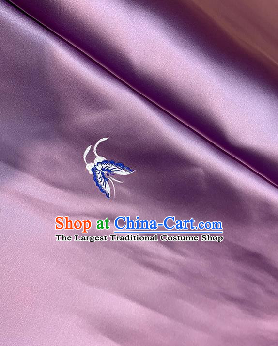 Chinese Traditional Butterfly Pattern Purple Silk Fabric Brocade Drapery Cheongsam Dress Damask Material