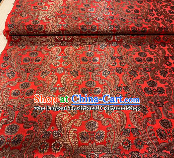 Chinese Traditional Pattern Red Silk Fabric Brocade Drapery Tang Suit Damask Material