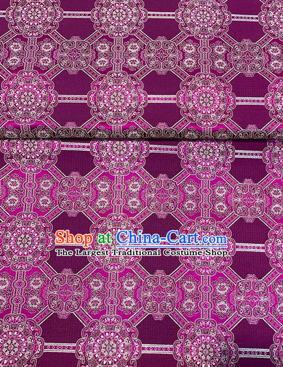 Chinese Traditional Gesang Flowers Pattern Purple Silk Fabric Brocade Drapery Tibetan Robe Damask Material