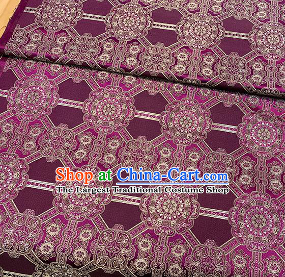 Chinese Traditional Gesang Flowers Pattern Wine Red Silk Fabric Brocade Drapery Tibetan Robe Damask Material