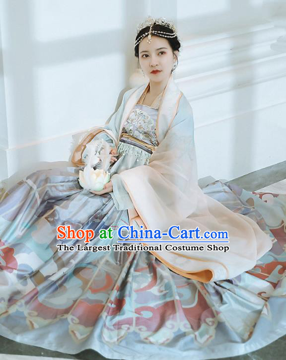 Chinese Jin Dynasty Palace Princess Historical Costumes Traditional Ancient Goddess Hanfu Apparels
