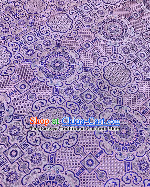 Chinese Traditional Auspicious Pattern Silk Fabric Lilac Brocade Damask Mongolian Robe Drapery Material