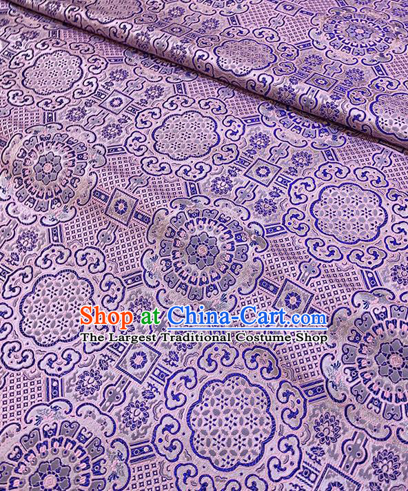 Chinese Traditional Auspicious Pattern Silk Fabric Lilac Brocade Damask Mongolian Robe Drapery Material