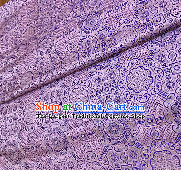 Chinese Traditional Auspicious Pattern Silk Fabric Lilac Brocade Damask Mongolian Robe Drapery Material