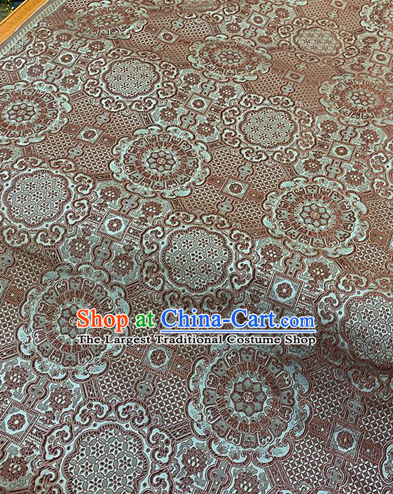 Chinese Traditional Auspicious Pattern Silk Fabric Brown Brocade Damask Mongolian Robe Drapery Material