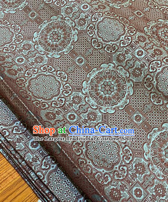 Chinese Traditional Auspicious Pattern Silk Fabric Brown Brocade Damask Mongolian Robe Drapery Material
