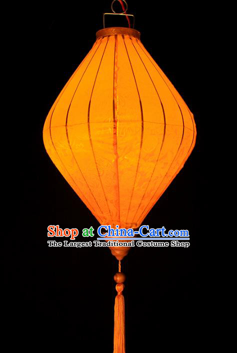 Chinese Traditional Bamboo Plum Pattern Golden Silk Lanterns Handmade Hanging Lantern New Year Palace Lamp