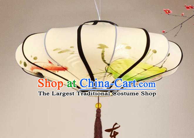 Chinese Traditional Printing Lotus Palace Lanterns Handmade Ceiling Lantern New Year Classical Festive Lamp