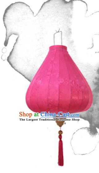 Chinese Traditional Jacquard Pattern Pink Silk Palace Lanterns Handmade Hanging Lantern Classical Festive New Year Tulip Lamp