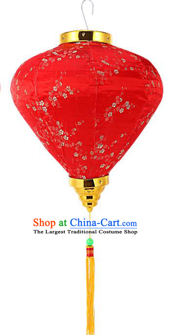 Chinese Traditional Plum Blossom Pattern Red Silk Lanterns Handmade Hanging Lantern New Year Lamp