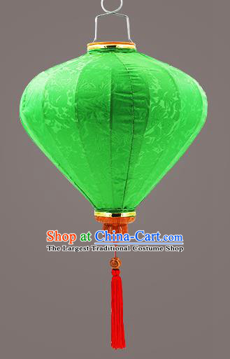 Chinese Traditional Green Silk Palace Lanterns Handmade Hanging Lantern Classical Festive New Year Diamond Lamp