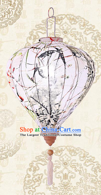 Chinese Traditional Ink Painting Bamboo Palace Lanterns Handmade Hanging Lantern Classical Festive New Year Lamp