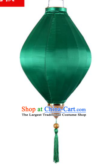 Chinese Handmade Green Satin Palace Lanterns Traditional Festive Hanging Lantern New Year Classical Lamp