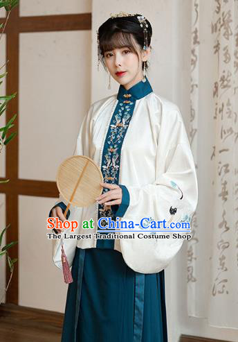Chinese Ming Dynasty Historical Costumes Traditional Ancient Royal Princess Embroidered Long Vest Blouse and Skirt Hanfu Apparels