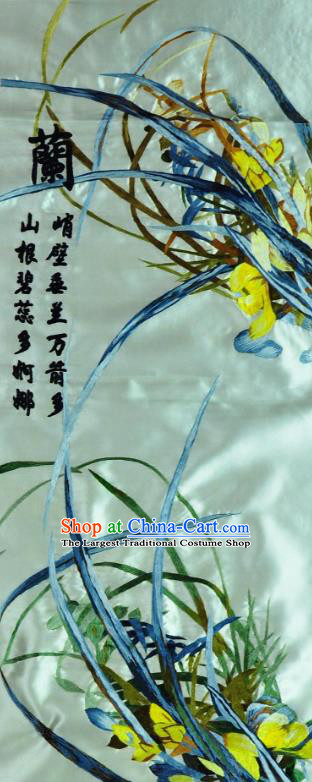 Traditional Chinese Embroidered Orchid Decorative Painting Hand Embroidery Silk Wall Picture Craft