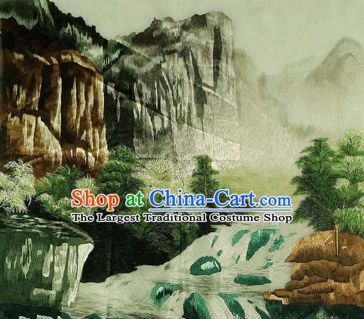 Traditional Chinese Embroidered Landscape Decorative Painting Hand Embroidery Silk Picture Craft