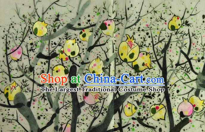 Traditional Chinese Embroidered Yellow Pomegranate Decorative Painting Hand Embroidery Silk Wall Picture Craft