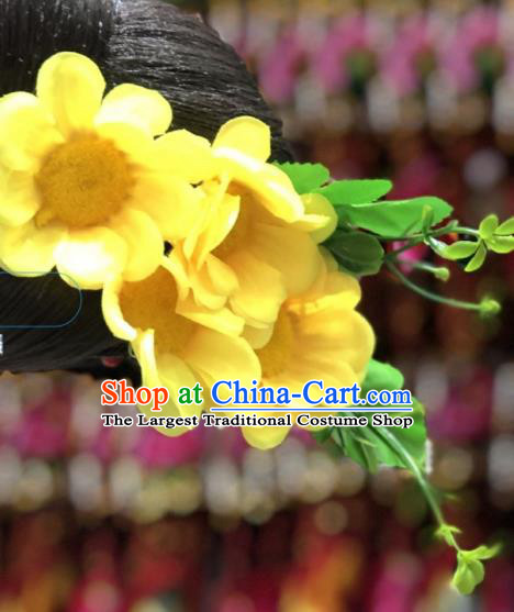 China Miao Ethnic Female Hair Accessories Minority Yellow Sunflowers Hair Stick