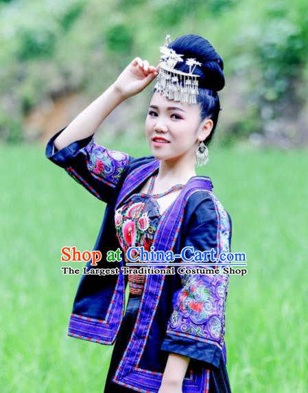 China Xiangxi Tujia Minority Blouse Top and Skirt Traditional Ethnic Festival Apparels National Women Clothing