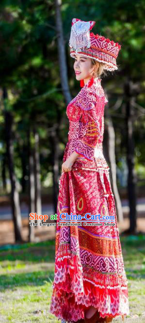 Custom Ethnic Wedding Dress Top Quality China Miao Minority Bride Costume and Hat for Women